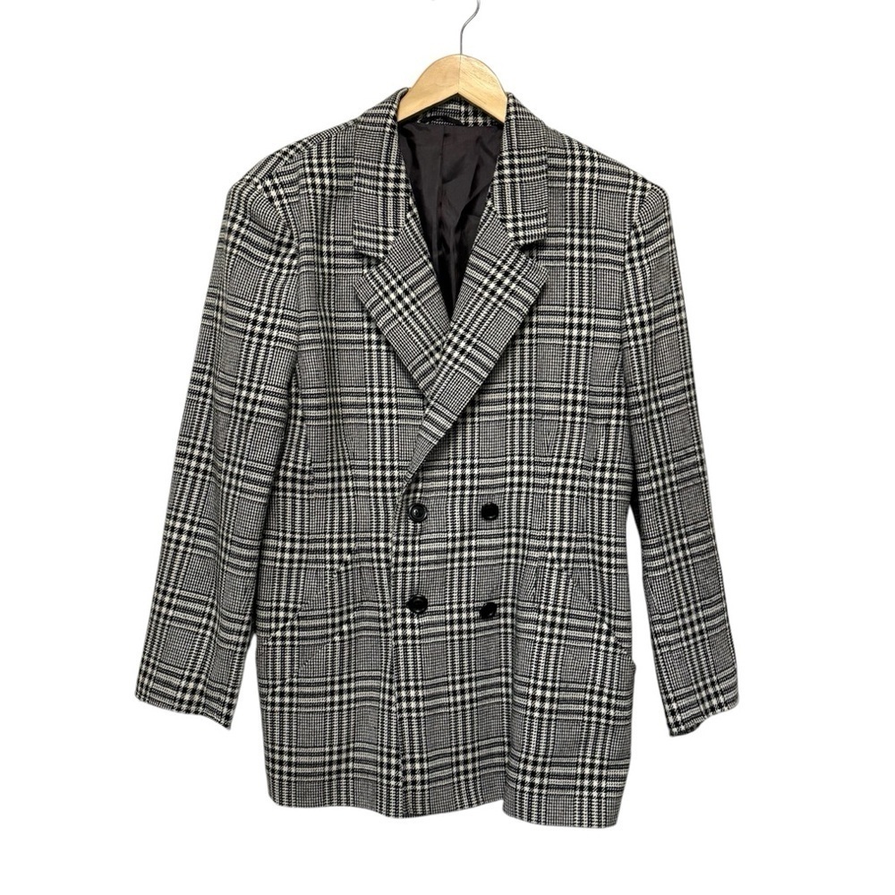 Maxmara Wool Blazer Vintage Plaid 100%‎ Wool Tailored Old Money Womens 14 Large